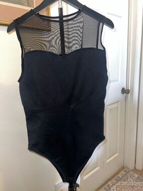 Black Mesh Sleeveless Bodysuit